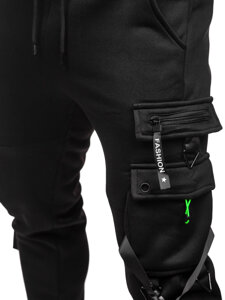 Pantaloni cargo da tuta jogger da uomo nero Bolf HSS015