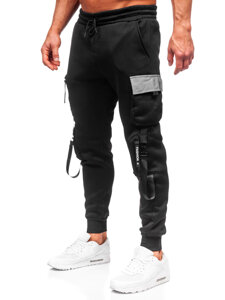 Pantaloni cargo da tuta jogger da uomo nero Bolf HSS020