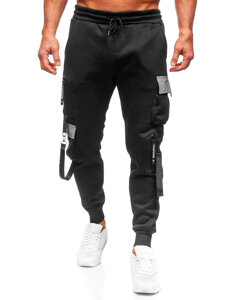 Pantaloni cargo da tuta jogger da uomo nero Bolf HSS020