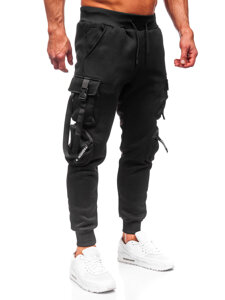 Pantaloni cargo da tuta jogger da uomo nero Bolf HSS118