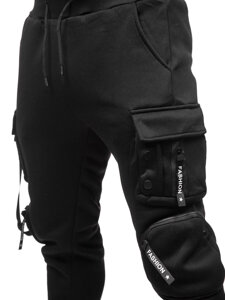 Pantaloni cargo da tuta jogger da uomo nero Bolf HSS118