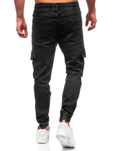 Pantaloni cargo di jeans jogger da uomo nero Bolf 8129