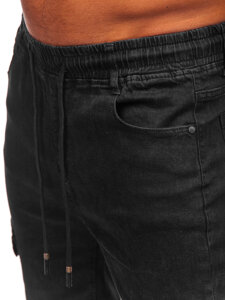 Pantaloni cargo di jeans jogger da uomo nero Bolf 8129