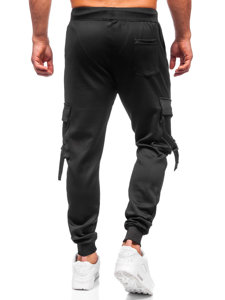 Pantaloni cargo di tuta tipo jogger da uomo neri Bolf 8K1118