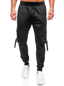 Pantaloni cargo di tuta tipo jogger da uomo neri Bolf 8K1118