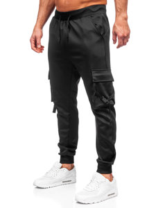 Pantaloni cargo di tuta tipo jogger da uomo neri Bolf 8K1118