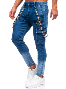 Pantaloni cargo in jeans da uomo blu Bolf TF118