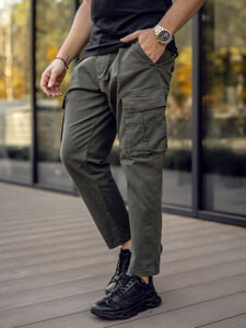 Pantaloni cargo in tessuto da uomo khaki Bolf 77323