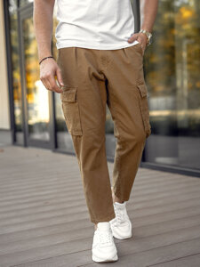 Pantaloni cargo in tessuto da uomo marrone Bolf 77323