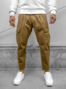 Pantaloni cargo in tessuto da uomo marrone Bolf 77323A