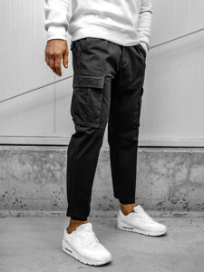 Pantaloni cargo in tessuto da uomo nero Bolf 77323A