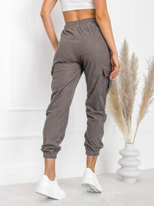 Pantaloni cargo jogger a righe da donna grigio Bolf W7861