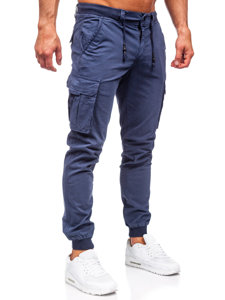 Pantaloni cargo jogger in jeans da uomo azzurro Bolf ZK7812