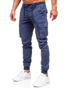 Pantaloni cargo jogger in jeans da uomo azzurro Bolf ZK7812