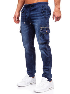 Pantaloni cargo jogger in jeans da uomo blu Bolf MP0108BS