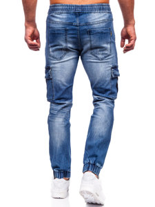 Pantaloni cargo joggers in jeans da uomo blu Bolf MP0130BS