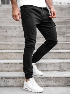 Pantaloni cargo tipo jogger da uomo neri Bolf 11104