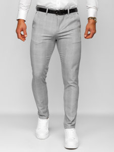 Pantaloni chino a quadri in tessuto da uomo grigio-bianchi Bolf 0036