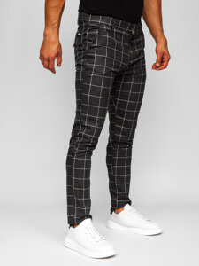 Pantaloni chino in tessuto a quadri da uomo antracite Bolf 0050