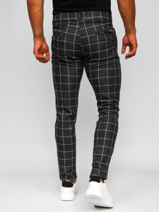 Pantaloni chino in tessuto a quadri da uomo antracite Bolf 0050