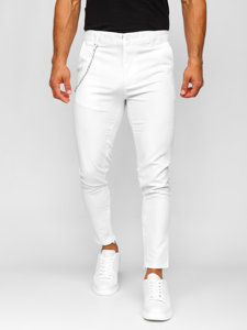 Pantaloni chino in tessuto da uomo bianco Bolf 0059