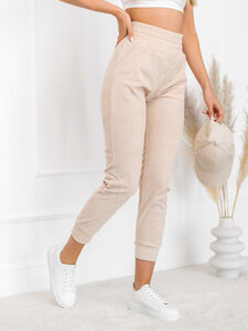 Pantaloni da tuta a righe da donna beige Bolf W7855