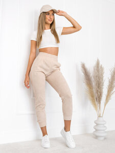 Pantaloni da tuta a righe da donna beige Bolf W7855