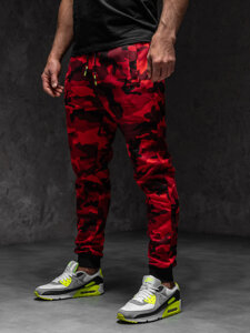 Pantaloni da tuta jogger da uomo mimetico-rosso Bolf KZ15A1