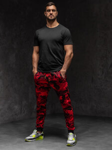 Pantaloni da tuta jogger da uomo mimetico-rosso Bolf KZ15A1