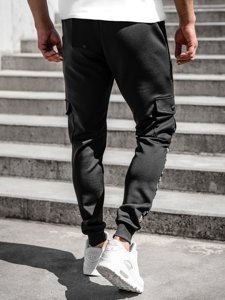 Pantaloni da tuta tipo cargo da uomo nero Bolf K10279A