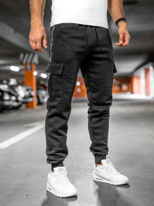 Pantaloni da tuta tipo cargo spessi da uomo nero Bolf JX9395A