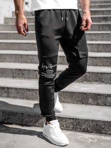 Pantaloni della tuta tipo cargo da uomo nero Bolf K10286A