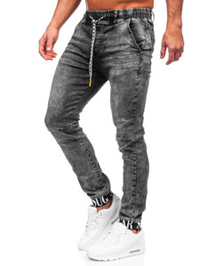 Pantaloni denim tipo jogger da uomo neri Bolf TF110