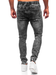 Pantaloni denim tipo jogger da uomo neri Bolf TF110