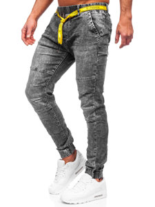 Pantaloni denim tipo jogger da uomo neri Bolf TF115