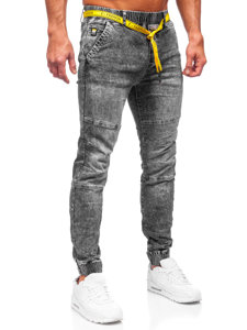 Pantaloni denim tipo jogger da uomo neri Bolf TF115