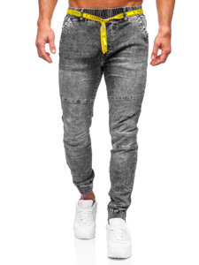 Pantaloni denim tipo jogger da uomo neri Bolf TF115