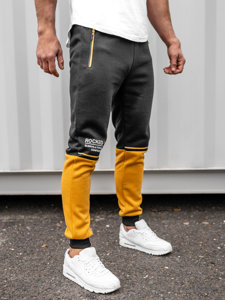 Pantaloni di tuta con stampa da uomo neri Bolf AM85A