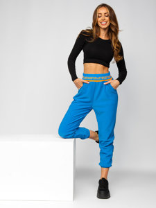 Pantaloni di tuta da donna azzurri Bolf H1007