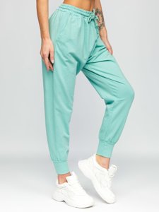 Pantaloni di tuta da donna verde menta Bolf 0011