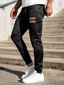 Pantaloni di tuta da uomo nero-rossi Bolf K50005