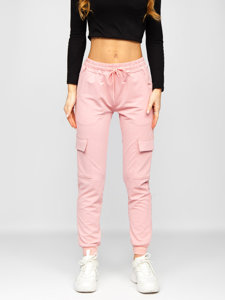 Pantaloni di tuta tipo cargo da donna rosa Bolf HW2516C