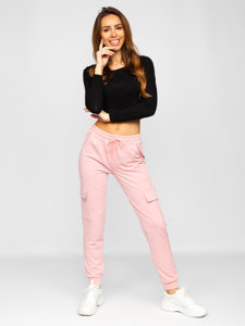 Pantaloni di tuta tipo cargo da donna rosa Bolf HW2516C