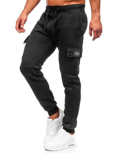 Pantaloni di tuta tipo cargo da uomo neri Bolf JX325