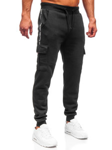 Pantaloni di tuta tipo cargo da uomo neri Bolf JX9395