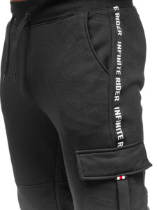 Pantaloni di tuta tipo cargo da uomo neri Bolf JX9395