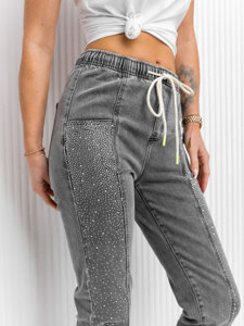 Pantaloni in denim con paillettes da donna grafite Bolf BF108