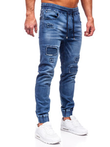 Pantaloni in denim jogger da uomo blu Bolf MP0052-2B