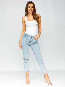 Pantaloni in denim mom fit da donna celesti Bolf FL2192