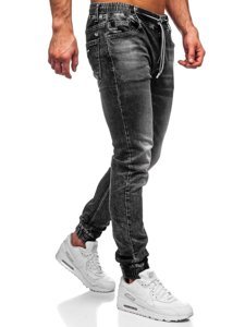 Pantaloni in denim tipo jogger da uomo neri Bolf 30047S0